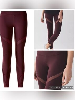 lululemon athletica High Times Leggings/Pants Wrap Mesh Bordeaux Drama /Burgundy